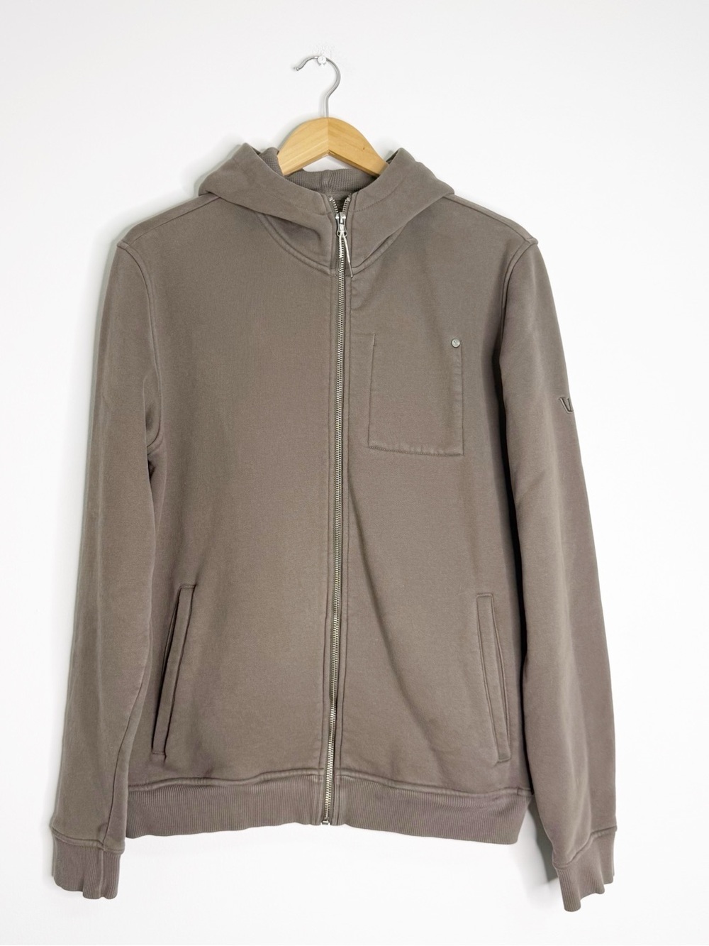 Vuori Seaside Full Zip Hoodie Sweatshirt Taupe Mens Medium V242